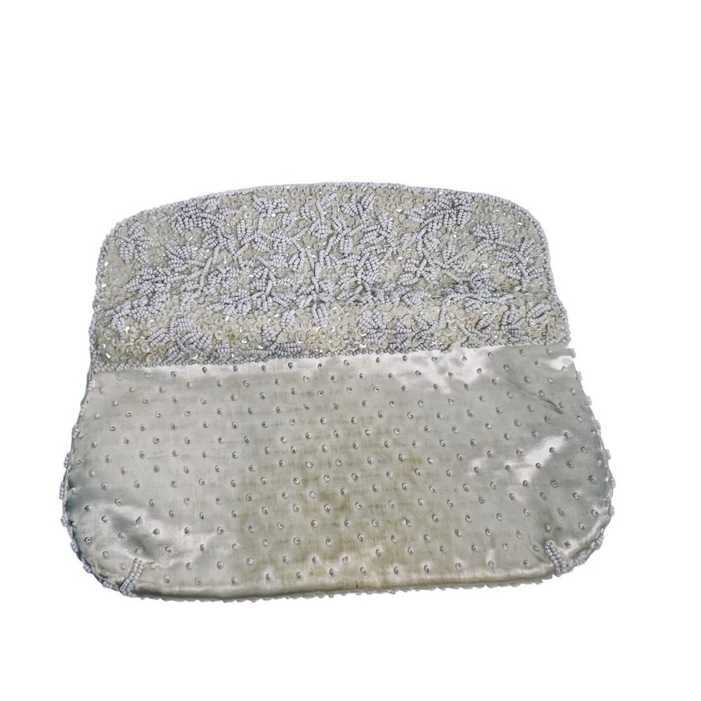 La Regale Ltd Ivory Beaded & Sequined Evening Bag Made In Hong Kong (5907) - Picture 6 of 15